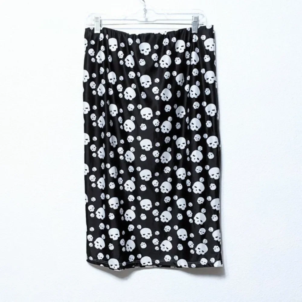 BRICKYARD BUFFALO Skull Punk Goth Midi Skirt XL